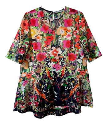 Designer-Bluse LELA ROSE 50% Seide 50% Baumwolle Gr. 12 (EU 44) -s. Beschreibung