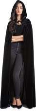 Unisex Halloween Costume Cape Hooded Velvet Cloak for Men and Womens