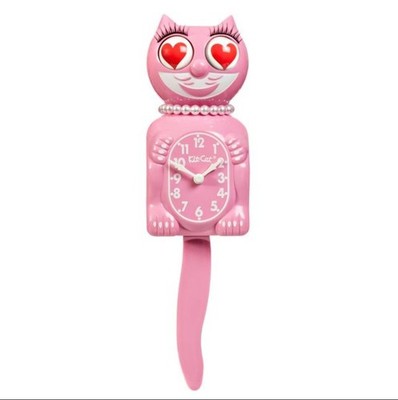 RETIRED Pink Satin Lady KIT-CAT KLOCK Cat Clock Heart Eyes | eBay