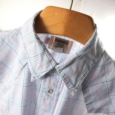 Vintage Ruddock Western Plaid Pearl Snap Shirt Mens 17 L Short Sleeve Long Tail