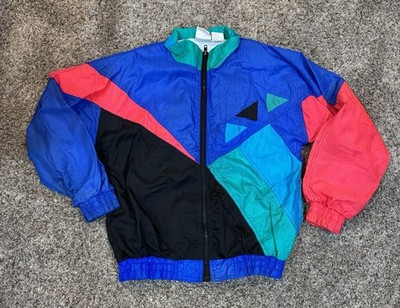 Vintage 1980 s London Fog Color Block Track Jacket Windbreaker Youth Size 14