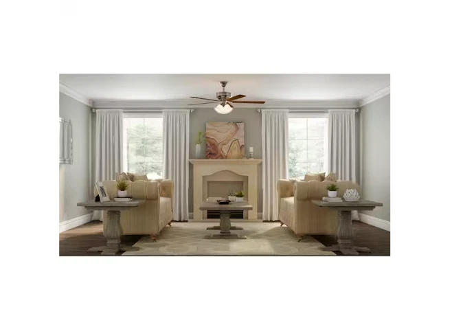 Hampton Bay Campbell 52 in. Indoor LED Brushed Nickel Ceiling Fan with Light Kit - Image 3 of 4
