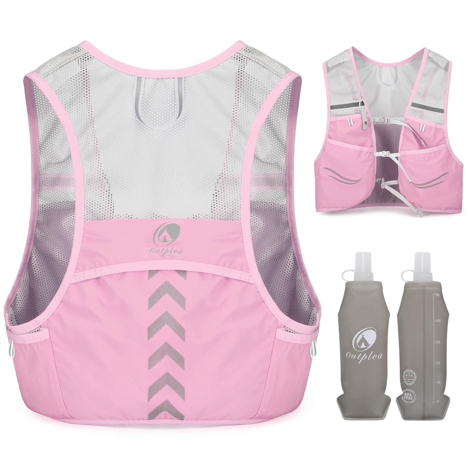 Quick Dry Running Hydration Vest with 2pcs 500ml Water Bottl