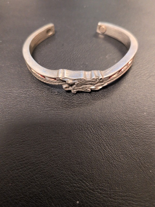 Chinese Vintage Silver Carved Dragon  Cuff