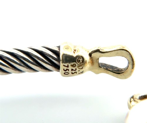 6.5” x 3mm 925 Sterling Silver & 18k Gold Heart Lock Charm Cable Buckle Bracelet - Picture 6 of 10