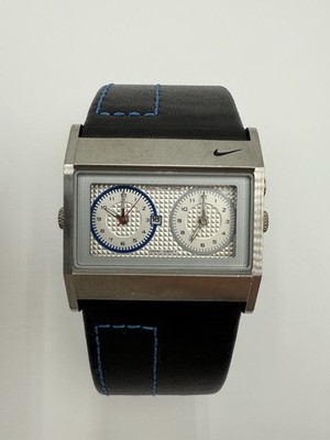 Nike Oregon Square Dual Time Zone Watch Blue Black 2004 Used