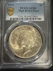 1921 P Peace Silver Dollar PCGS AU-58 Peace