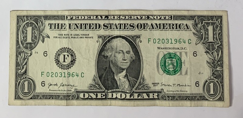 BIRTHDAY/ANNIVERSARY $1.00 CURRENCY Note 02-03-1964