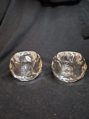 Shannon Crystal of Ireland Faceted Sphere Votive Candle Holders 3 x3  Set Of Two