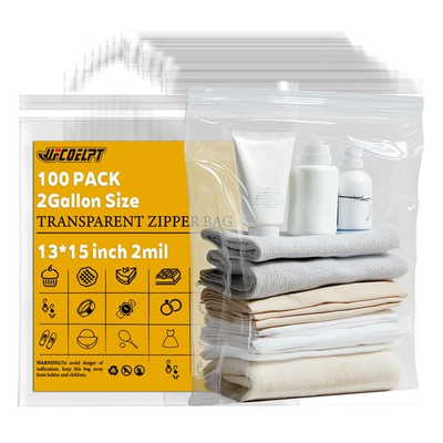 #ad 100 Count 2 Gallon Zip Storage Bags 13quot;×15quot; Reclosable Food Grade 2mil Plasti... $31.84