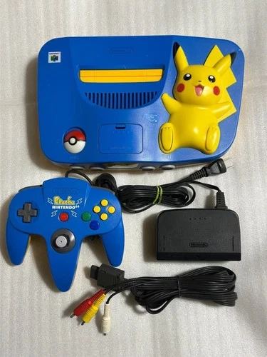 Nintendo 64 Console Pokemon Pikachu Blue Yellow Edition Woking Tested F/S