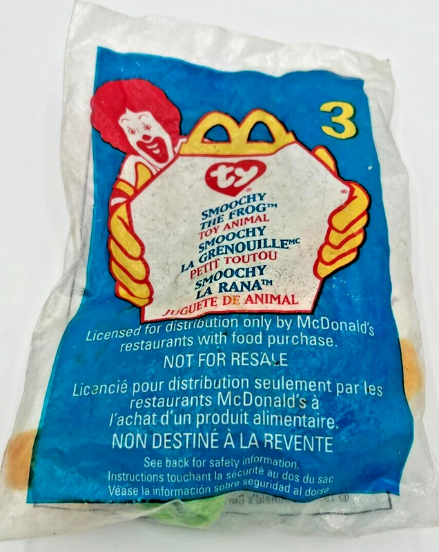 1999 TY Beanie Baby Smoochy the Frog #3 McDonald's Happy Meal Sealed