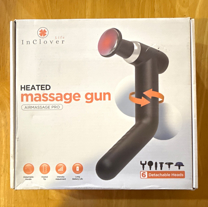 InClover AirMassage Pro Heated Massage Gun 6 Heads Black