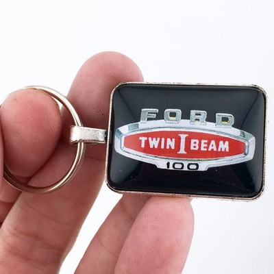 Vintage Ford F100 Truck Twin I Beam Side Fender Emblem Badge 1'' x 1.25'' Keychain