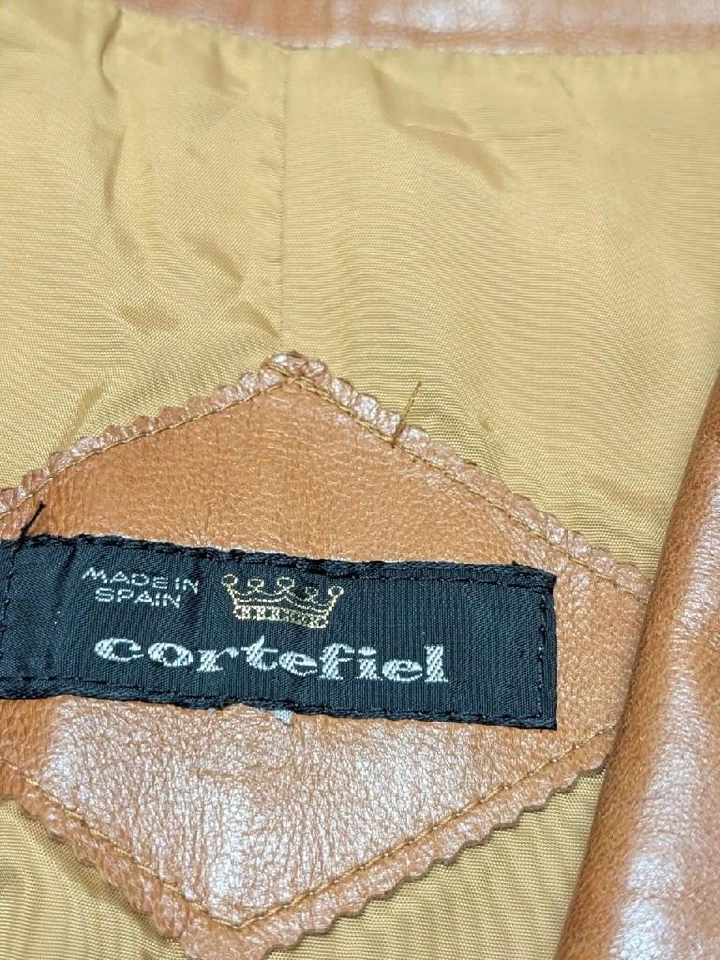 Blazer de cuero vintage CORTEFIEL PIEL DE CORDERO suave mantequilla 42 marrón años 70 solapa ancha Foto 4 de 4