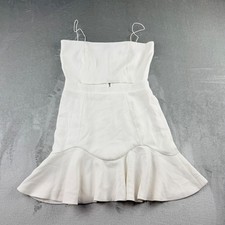 White Fox White Mini Dress Women's Small Spaghetti Strap Fit & Flare Ruffle Hem