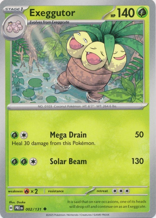 Exeggutor Prismatic Evolutions 002/131 Regular Uncommon 2025 Pokemon TCG NM