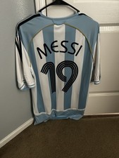 adidas Argentina Messi #19 Soccer Jersey Shirt White Blue REISSUE MEDIUM