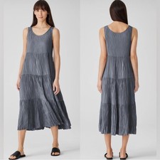 Eileen Fisher Crushed Silk Tiered Dress