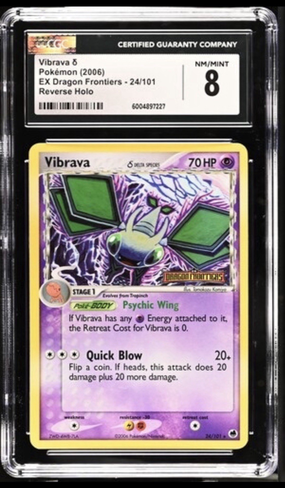 Vibrava δ 24/101 Ex Dragon Frontiers Reverse Holo Rare Pokemon Card CGC 8