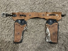 Vintage Leather Jeweled Roy Rogers Toy Cap Gun Holster Tassels Fringe Damaged