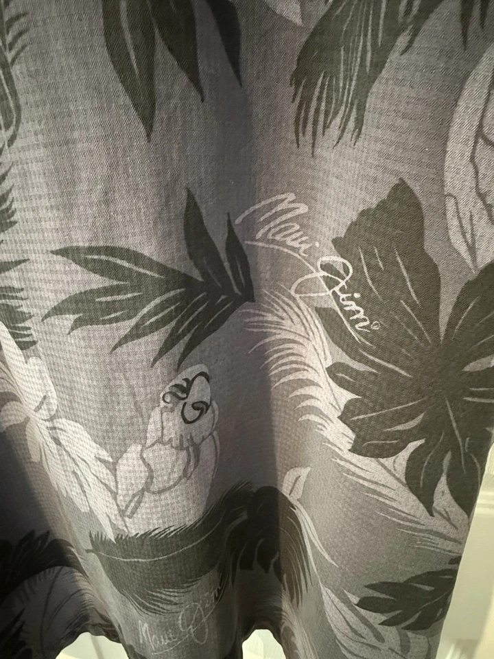 Camisa hawaiana Kahala Maui Jim para hombre talla grande negra gris abotonada 100 % seda Foto 3 de 4