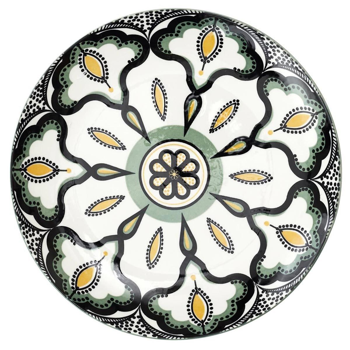 Assiettes à dessert Mandala vertes de 19cm pour service de vaisselle moderne