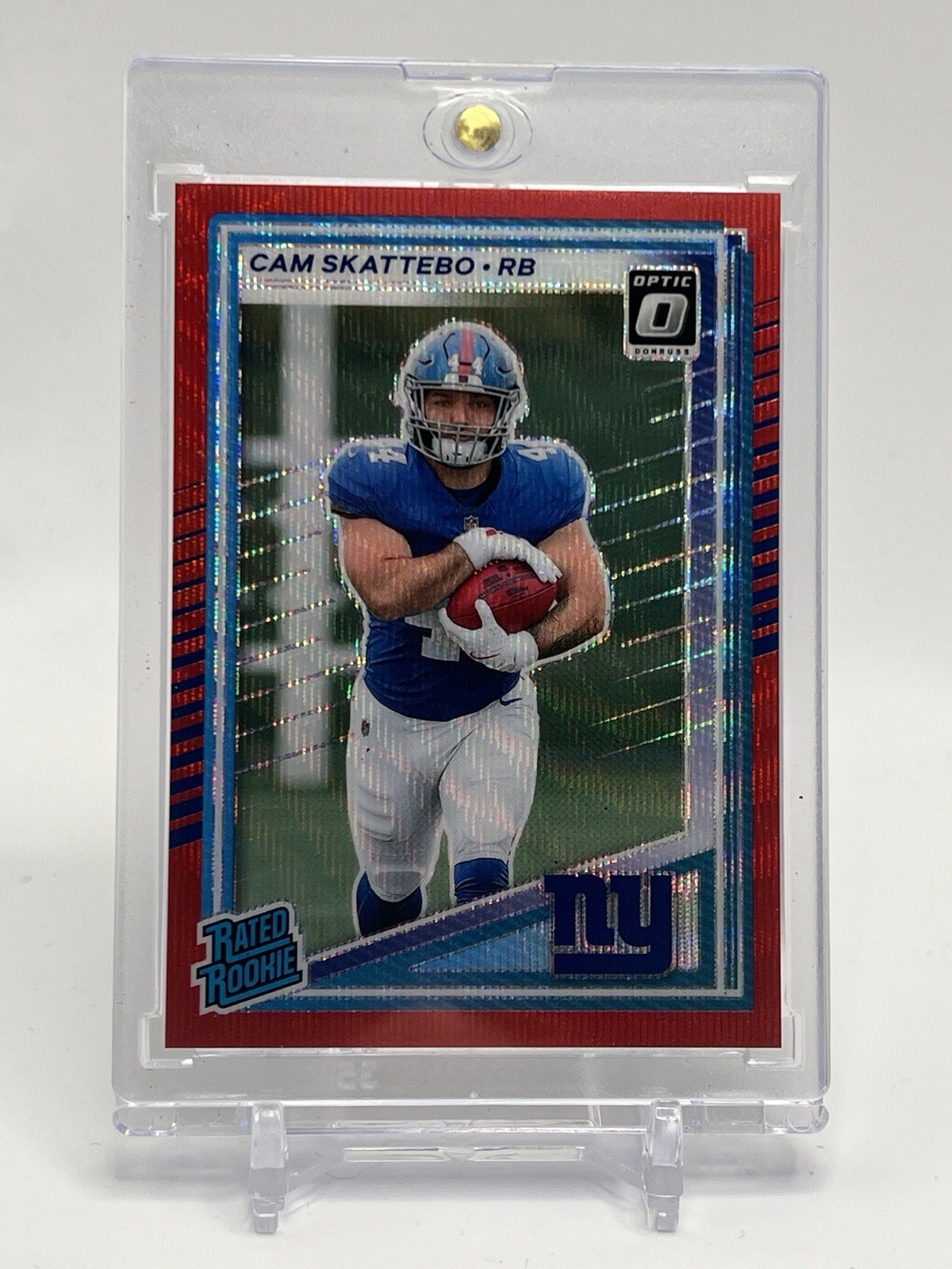 2025 Panini Donruss - Rated Rookie Cam Skattebo  Optic Preview Red Wave Prizim