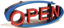 Bright LED Open Sign - 22.5" Red  Blue Plastic for Business Visibility