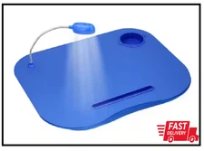 Cushioned Laptop Lap Desk with LED Light and Cup Holder (Blue)