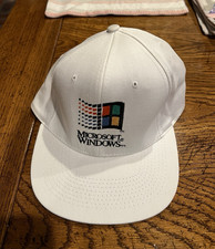 Vintage Microsoft Windows 3.1 Flying Logo Snapback Hat White Tech Promo Cap