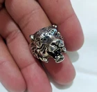 Ancient Vintage Victorian Sterling Silver Ring  Engraved Tiger Size 8