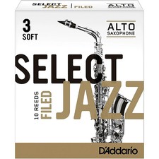 D'Addario Woodwinds Select Jazz Filed Alto Sax Reeds Strength 3 Soft Box of 10