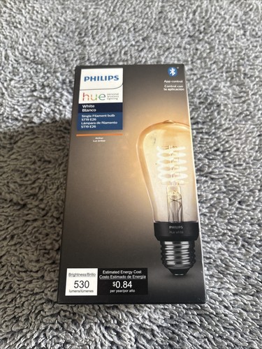 Philips Hue 9290022413 White ST19 E26 Filament Smart LED Bulb Bluetooth 7W 530lm
