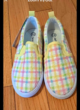 Cat  Jack Unisex Kids Multicolor Check Slip-On Low Top Fabric Shoes Sz 12