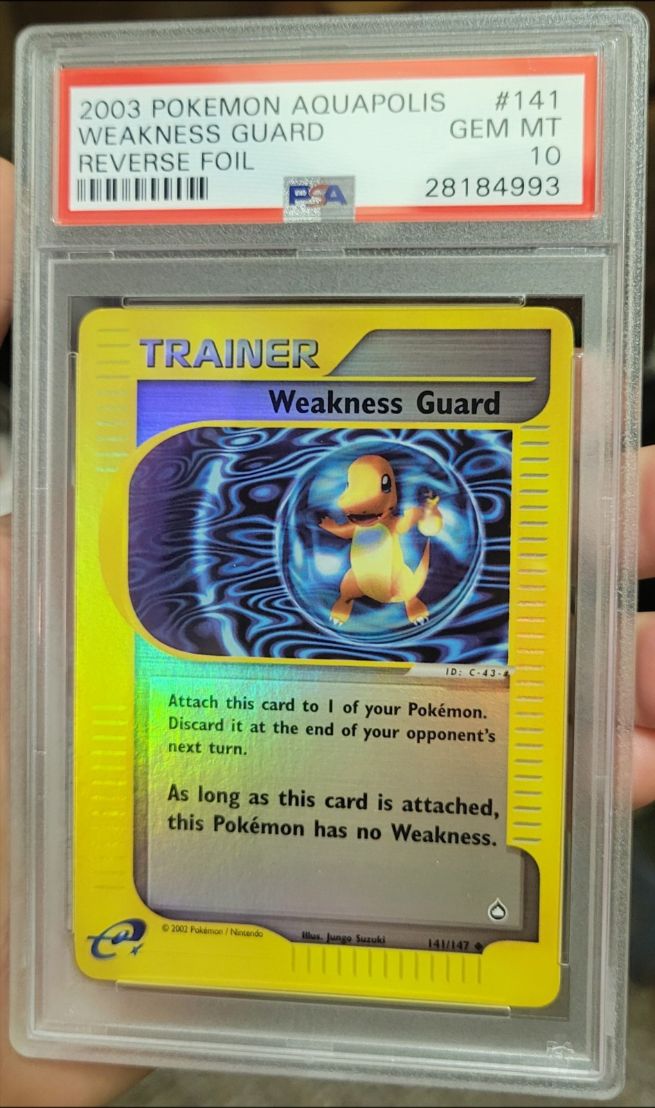2003 POKEMON AQUAPOLIS #141 WEAKNESS GUARD-REVERSE FOIL PSA 10 POP 5