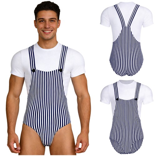 Herren Nachtwäsche V-Ausschnitt Body Ballett Overall Homewear Nachtwäsche Knopf Schritt - Bild 45 von 57
