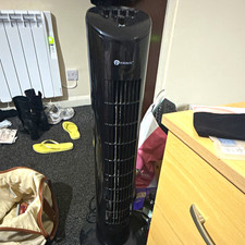 PUREMATE Black Tower Fan Freestanding Bladeless Oscillating 3 Speed Timer