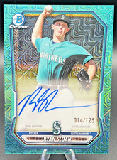 2026 Bowman Chrome Aqua Refractor Autograph Ryan Sloan /125 Mariners Color Match
