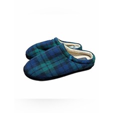 Polo Ralph Lauren size 14 Green Navy Plaid Slip-On Slippers
