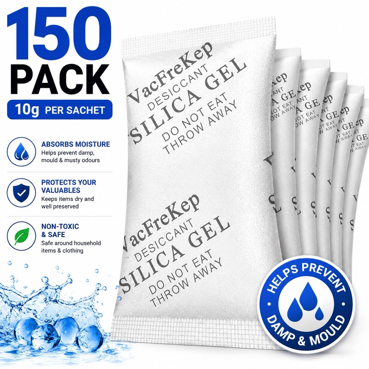 150 x 10g Silica Gel Sachets Desiccant Bags Moisture Absorber Anti Damp