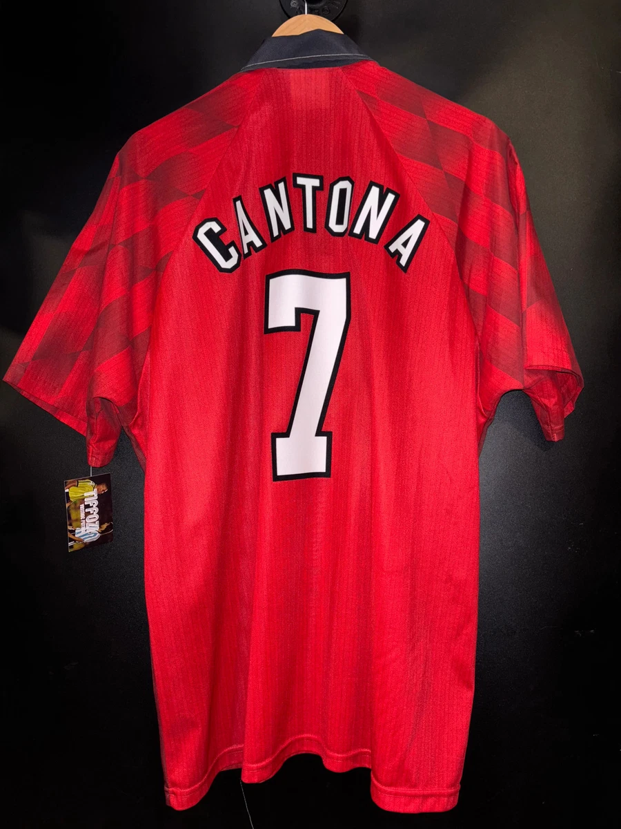 Manchester Unitedカントナ選手No7 ユニフォーム Manchester United Number 7 92 94 Retro Shirt Signed Eric Cantona