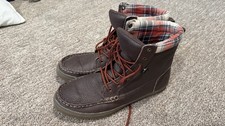 Men s Sanuk Stratton Deluxe Brown Leather Boots Size 11