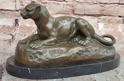 #ad #ad Rare Jaguar Panther Leopard Cougar Big Cat Car Collector Bronze Marble Statue $399.00