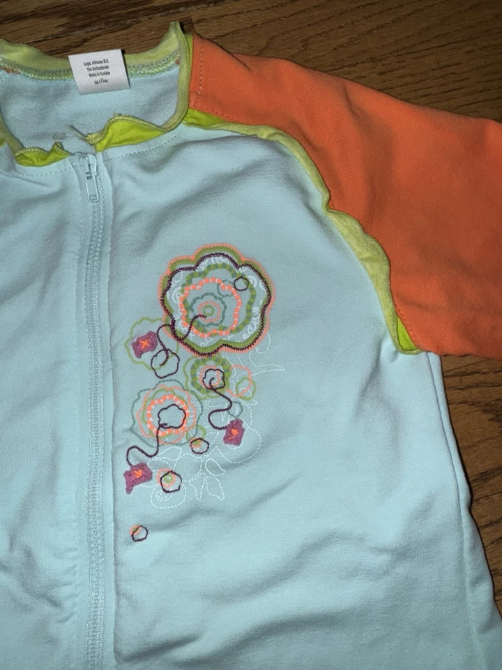 Sudadera Cakewalk Cremallera Azul Y Naranja Con Flor (boutique) Talla 4 Niñas Foto 4 de 4