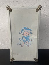 Vintage Cass Pink Metal Doll Trunk Anthropomorphic Lamb Steamer Old Toy Wardrobe