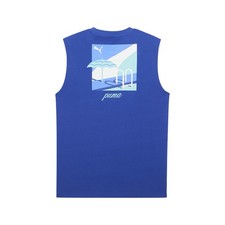 PUMA Essentials Resort Graphic Crew Neck Short Sleeve T-Shirt Mens Blue Casual T