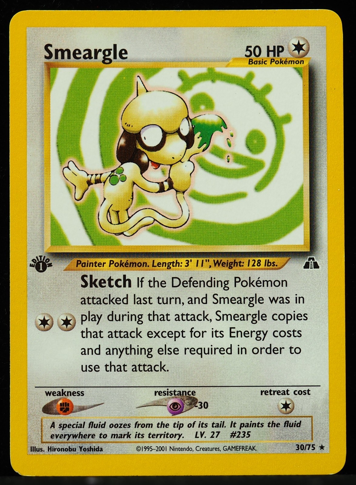 Smeargle #30/75 1st Ed. Neo Discovery NM/VLP Pokemon Card