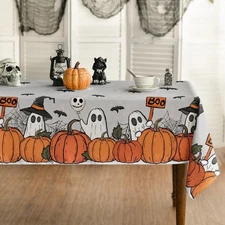 Horaldaily Halloween Tablecloth 60×84 Inch 60 x 84 (Rectangular), Grey 