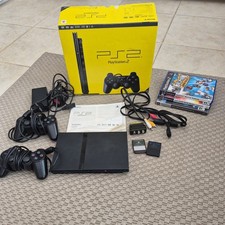 Sony PS2 Slim Black | Boxed Console with 2 xController & Cables | UK Version
